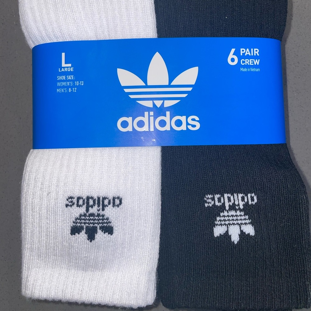 New Trefoil 6 Pack Crew Socks - Men's large size 8-12